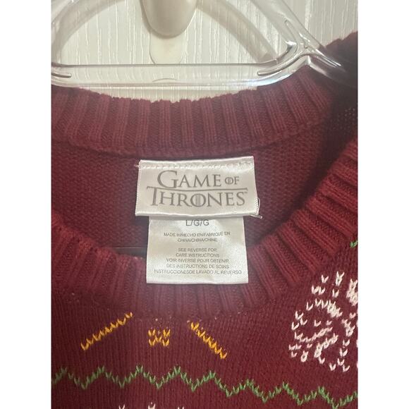 Game of Thrones Men's Dark Red Pullover Knit Fantasy Sweater Size Large Medieval - Picture 2 of 11